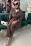 MODAL TUNİK SAFARİ TENCEL PANTOLONLU TAKIM Kahverengi