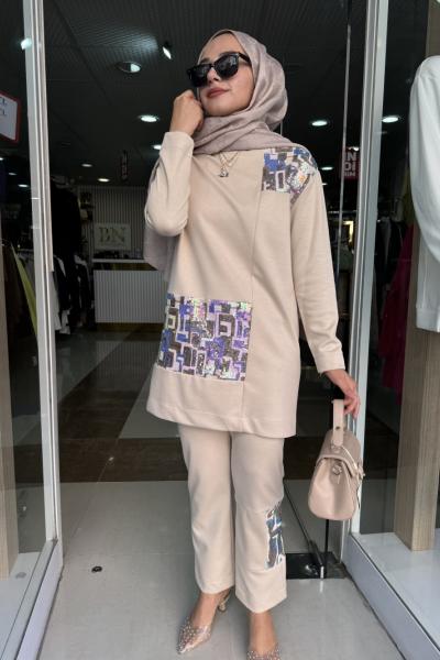modal tunik pantolon takım Bej