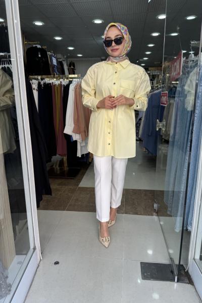 OMZU TAŞLI GÖMLEK Sarı