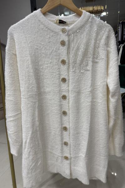 OMZU TAŞLI ANGORA HIRKA Ekru