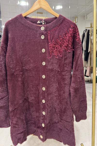 OMZU TAŞLI ANGORA HIRKA Bordo