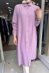 ÖNÜ DÜĞMELİ UZUN TUNİK  Pembe