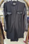 PELUŞ GARNİLİ 2 Lİ TAKIM Siyah