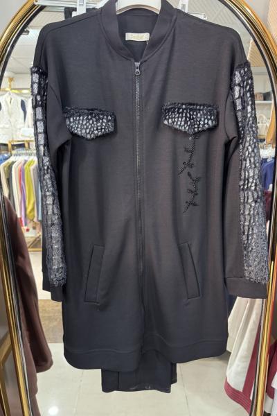 PELUŞ GARNİLİ 2 Lİ TAKIM Siyah