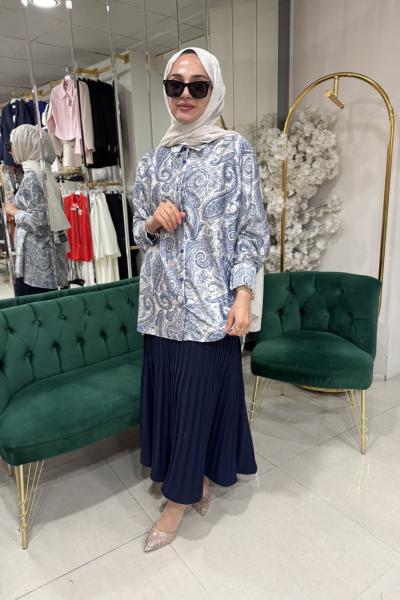 PİLİSELİ ETEK Lacivert