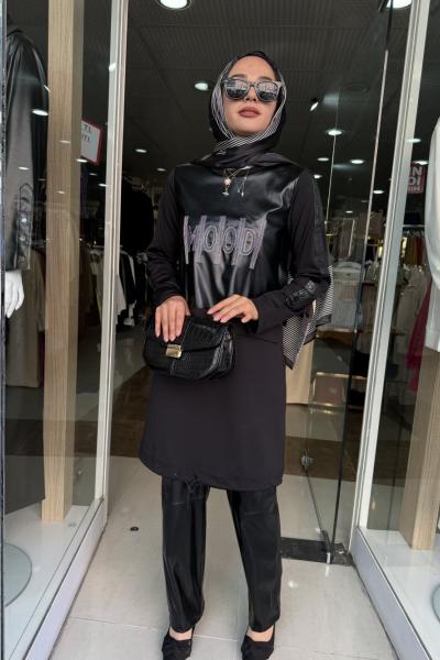 puffy derili 2li spor takım Siyah