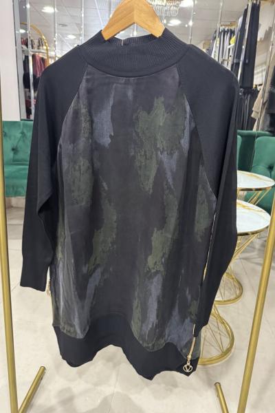 QUPRA MERSERİZE TUNİK YANDAN FERMUAR DETAYLI Siyah