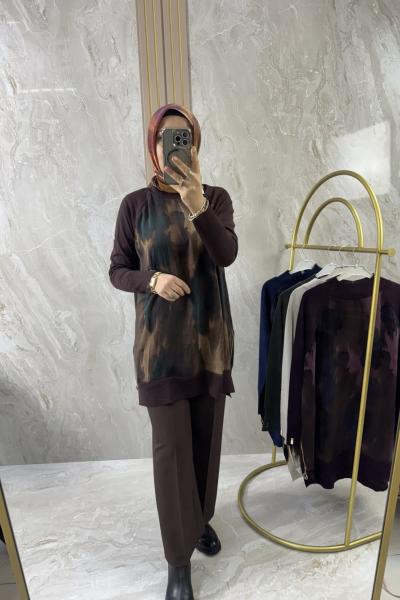 QUPRA MERSERİZE TUNİK YANDAN FERMUAR DETAYLI Acı Kahve