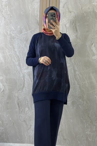 QUPRA MERSERİZE TUNİK YANDAN FERMUAR DETAYLI Lacivert