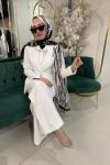 ŞAL DETAY BLAZER TAKIM Beyaz
