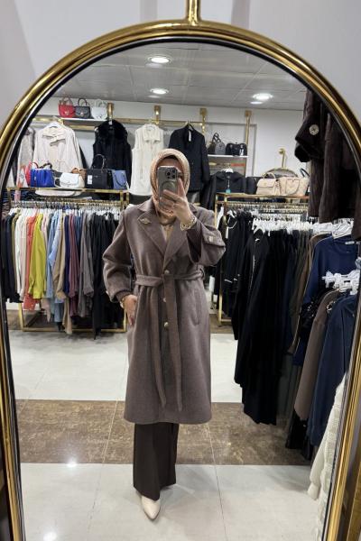 ŞAL YAKA KABAN Kahverengi