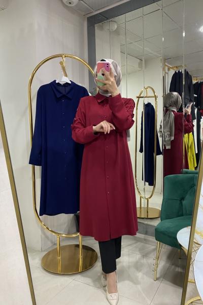 SOFF KOLLARI BONCUK DETAYLI TUNİK Lacivert