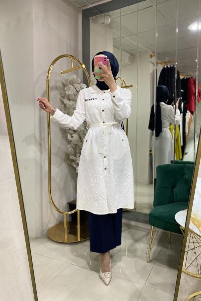 TAŞ DETAY TUNİK Ekru