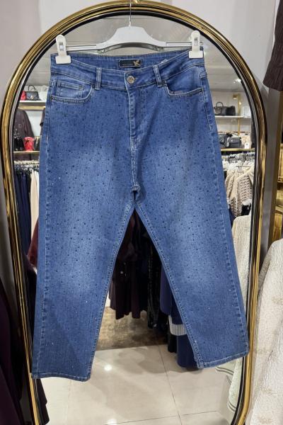 TAŞLI MOM JEAN KOT PANTOLON Açık Mavi