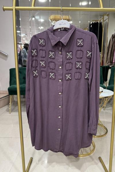 TAŞLI TENSEL TUNİK Mürdüm