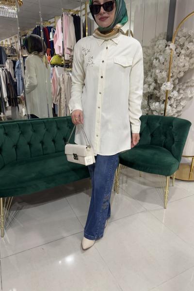 TENSEL BEYAZ TUNİK Ekru