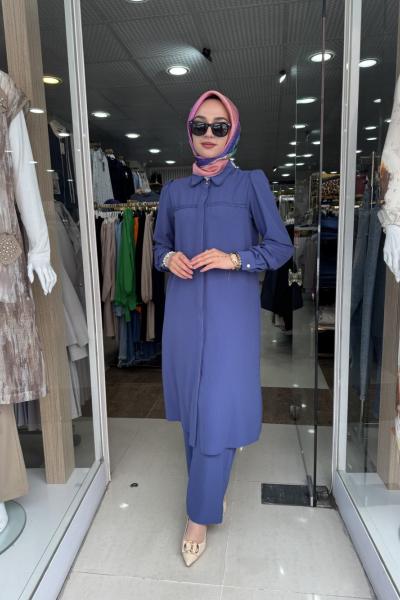 UZUN TUNİKLİ TAKIM indigo Mavi