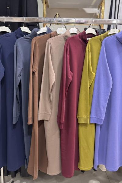 YAKASI FERMUARLI UZUN PENYE TUNİK Siyah