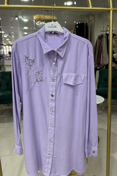 YAPRAK TAŞLI TENSEL TUNİK Lila