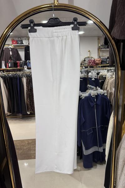 YARIŞ BİLEK BOY BOL PAÇA PANTOLON Beyaz