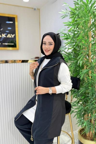 YELEKLİ ŞALVAR TAKIM Siyah