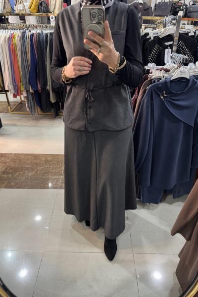 YELEKLİ ETEKLİ TAKIM Antrasit