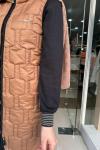 MODAL KAPİTONE TUNİK YELEK PANTOLON TAKIM Taba