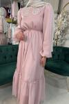 İNDİGO PEMBE SADE ELBİSE Açık Pembe