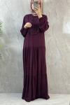 NAKIŞLI VİSKON ELBİSE Bordo