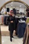 3 LÜ DERİ DETAYLI TASARIM  PANTOLONLU TAKIM Siyah
