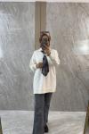 FULARLI TRİKO TUNİK Krem