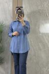 TENCEL DESENLİ GÖMLEK TUNİK Mavi