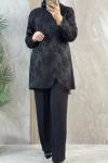 DANTELLİ BONCUKLU DÜĞÜNLÜK NİŞANLIK ŞIK TAKIM Siyah