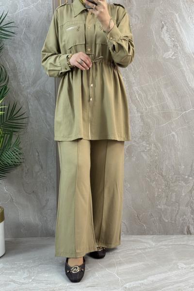TENCEL CEP FERMUARLI BEL BAĞCIKLI TAKIM OLİVE