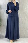 TENCEL OMUZU TAŞLI ETEKLİ TAKIM Lacivert