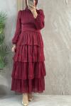 JANJAN ABİYE ELBİSE  Bordo