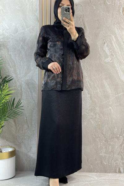 ORGANZE ETEKLİ TAKIM Siyah