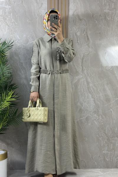 SATEN KUPRA KUMAŞ ELBİSE  Mint Yeşili