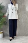 KETEN BLAZER CEKET Beyaz