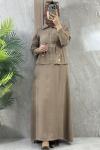 CEKETLİ ELBİSE FERMUARLI  Camel