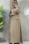 CEKETLİ ELBİSE FERMUARLI  Camel