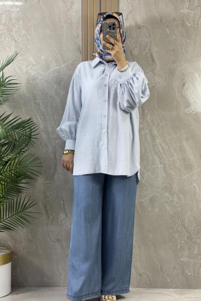 İNCE TENCEL PANTOLON Açık Mavi
