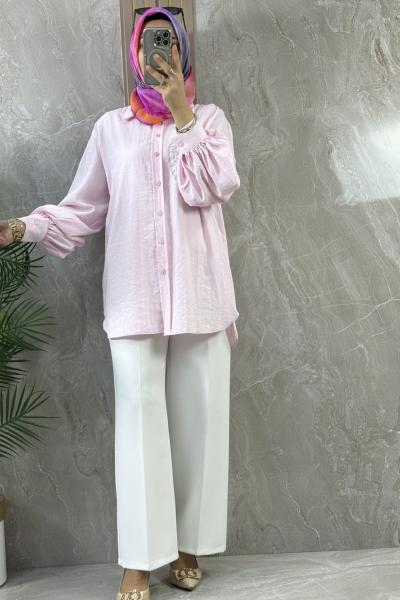TAŞLI GÖMLEK TUNİK Pembe