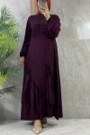 FIRFIR DETAYLI VİSKON ELBİSE Bordo