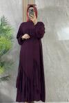 FIRFIR DETAYLI VİSKON ELBİSE Bordo