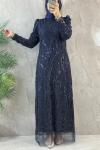 KOMPLE TAŞLI DORA ABİYE  Lacivert