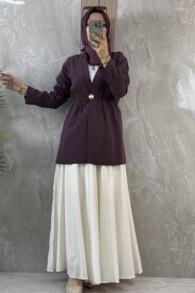 TEK DÜĞMELİ KİMONO Bordo