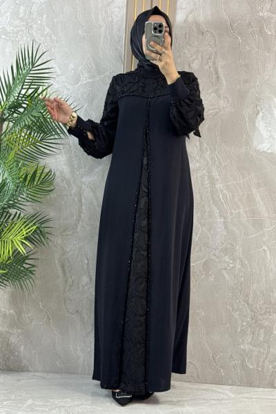 KABARTMA DESENLİ ABİYE Siyah