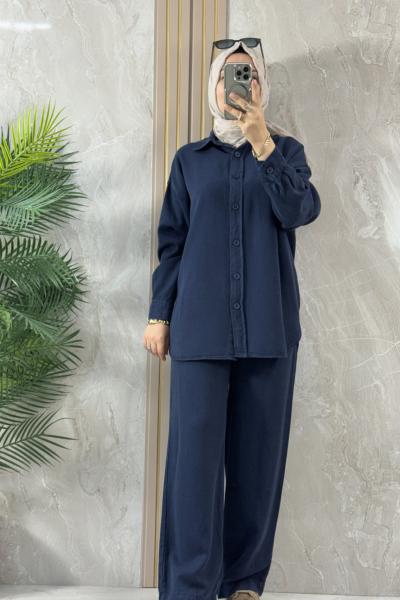 TENCEL KUMAŞ GÜNLÜK TAKIM Lacivert