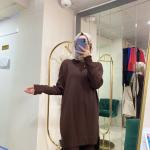 BNN3008 MERSERİZE TUNİK Kahverengi